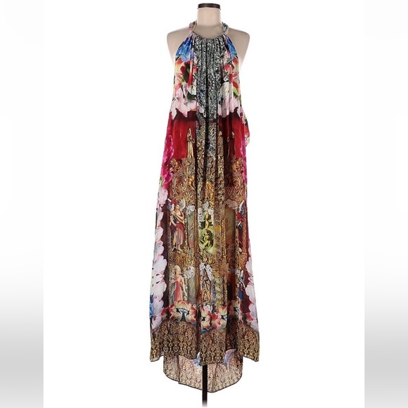 Camilla sacred heart embellished silk dress EUC